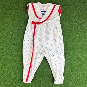 Vintage Buster Brown White Pin Dot Sleeveless Romper 24M